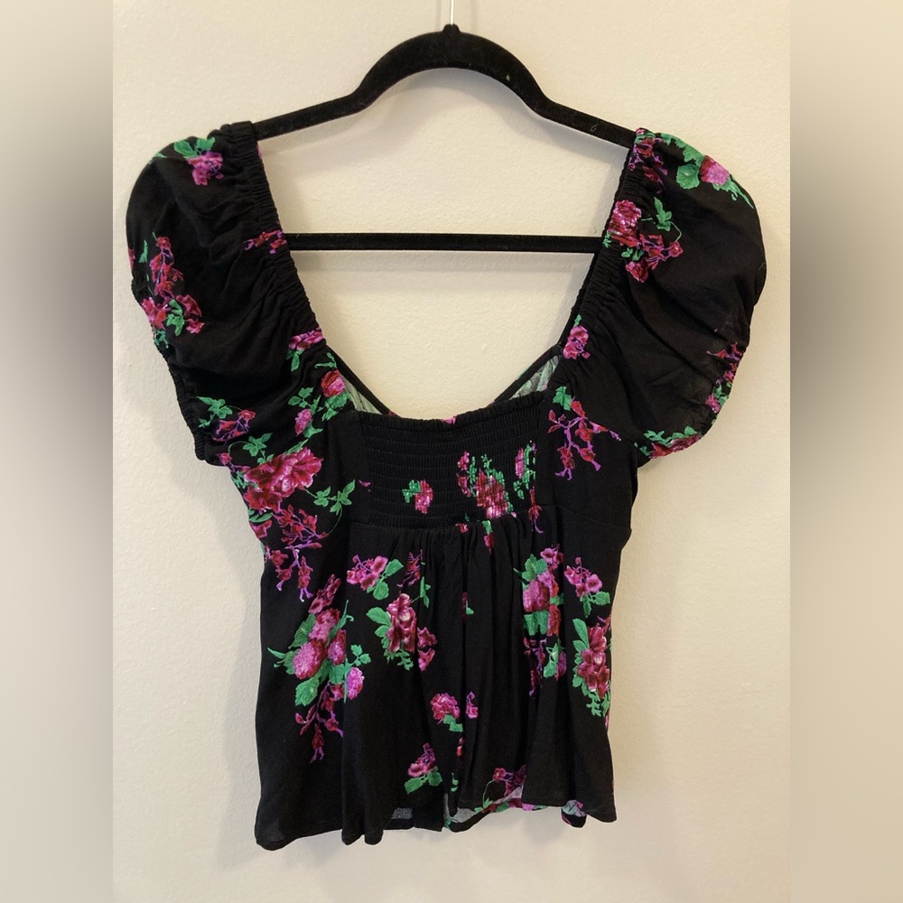 Free people black floral top XS - Picture 3 of 5